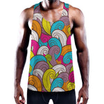Colorful Surfing Wave Pattern Print Training Tank Top