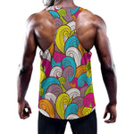 Colorful Surfing Wave Pattern Print Training Tank Top