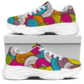 Colorful Surfing Wave Pattern Print White Chunky Shoes