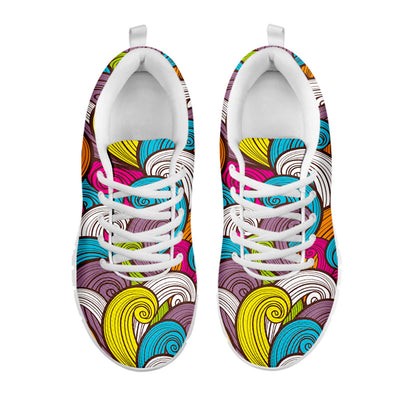 Colorful Surfing Wave Pattern Print White Running Shoes