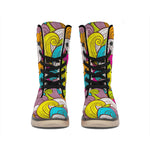 Colorful Surfing Wave Pattern Print Winter Boots