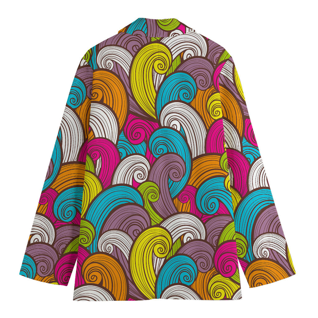 Colorful Surfing Wave Pattern Print Women's Blazer