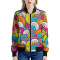 Colorful Surfing Wave Pattern Print Women's Bomber Jacket
