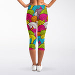 Colorful Surfing Wave Pattern Print Women's Capri Leggings