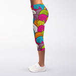 Colorful Surfing Wave Pattern Print Women's Capri Leggings