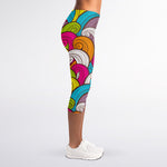 Colorful Surfing Wave Pattern Print Women's Capri Leggings