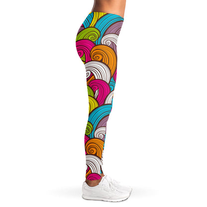 Colorful Surfing Wave Pattern Print Women's Leggings