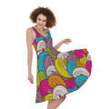 Colorful Surfing Wave Pattern Print Sleeveless Knee Length Dress