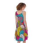 Colorful Surfing Wave Pattern Print Women's Sleeveless Dress