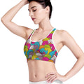 Colorful Surfing Wave Pattern Print Women's Sports Bra