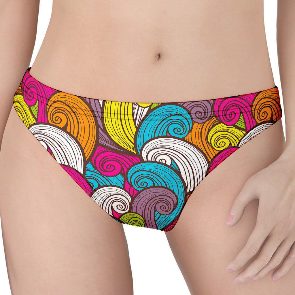 Colorful Surfing Wave Pattern Print Women's Thong