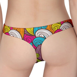 Colorful Surfing Wave Pattern Print Women's Thong