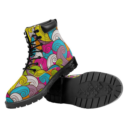 Colorful Surfing Wave Pattern Print Work Boots
