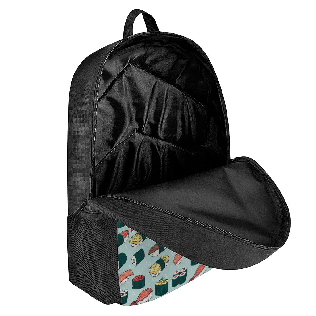 Colorful Sushi And Rolls Pattern Print 17 Inch Backpack