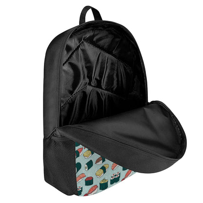 Colorful Sushi And Rolls Pattern Print 17 Inch Backpack