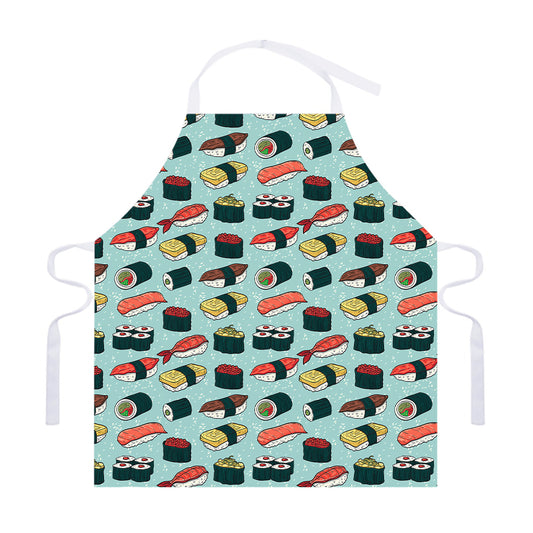 Colorful Sushi And Rolls Pattern Print Adjustable Apron