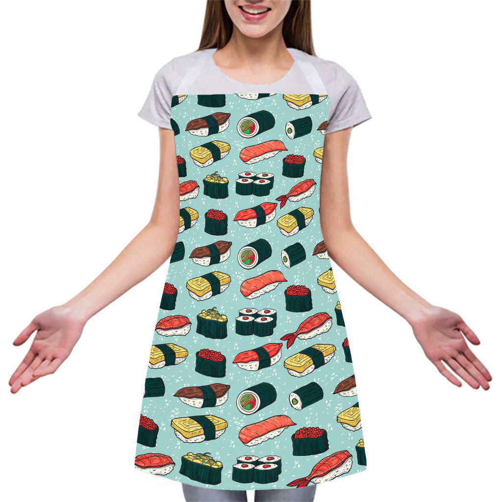 Colorful Sushi And Rolls Pattern Print Adjustable Apron