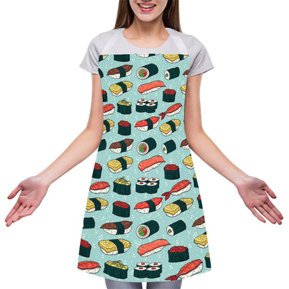 Colorful Sushi And Rolls Pattern Print Adjustable Apron