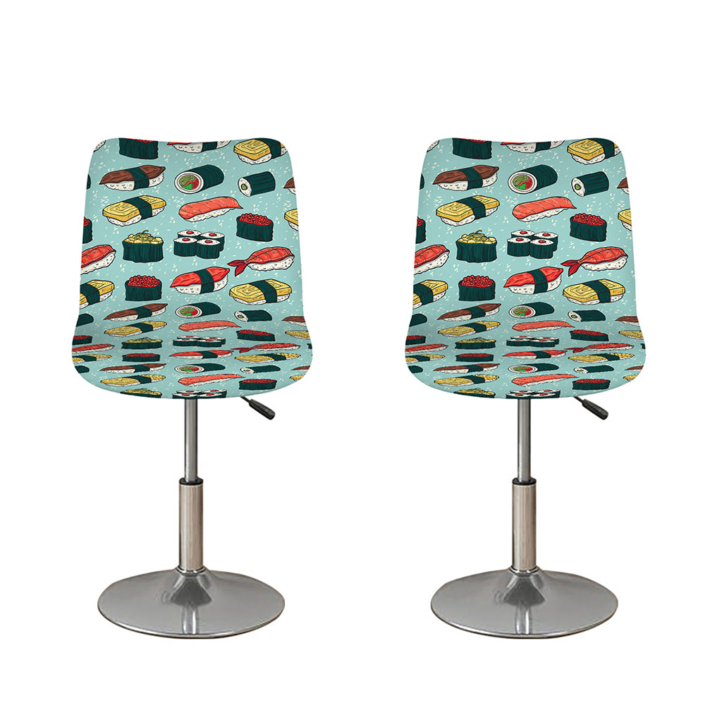 Colorful Sushi And Rolls Pattern Print Bar Stool Covers