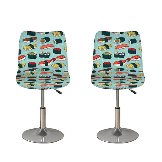 Colorful Sushi And Rolls Pattern Print Bar Stool Covers
