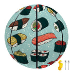 Colorful Sushi And Rolls Pattern Print Basketball