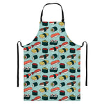 Colorful Sushi And Rolls Pattern Print Bib Apron With Pocket