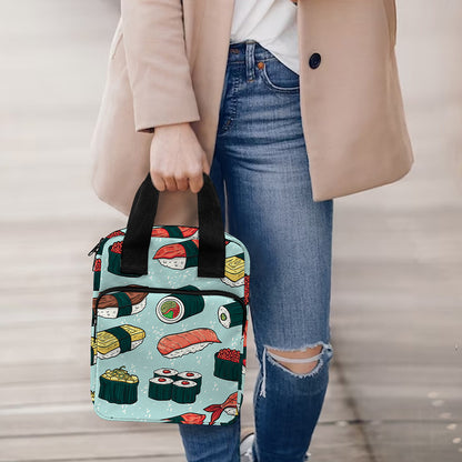 Colorful Sushi And Rolls Pattern Print Bible Tote Bag