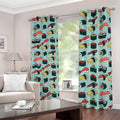 Colorful Sushi And Rolls Pattern Print Dimout Grommet Curtains