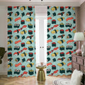 Colorful Sushi And Rolls Pattern Print Dimout Pencil Pleat Curtains