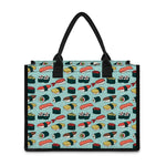 Colorful Sushi And Rolls Pattern Print Canvas Tote Bag