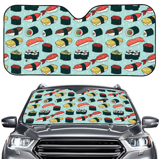 Colorful Sushi And Rolls Pattern Print Car Windshield Sun Shade