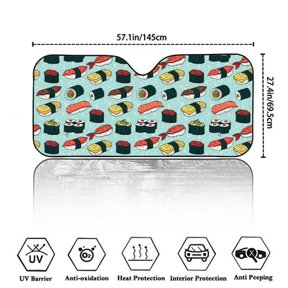 Colorful Sushi And Rolls Pattern Print Car Windshield Sun Shade