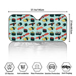 Colorful Sushi And Rolls Pattern Print Car Windshield Sun Shade