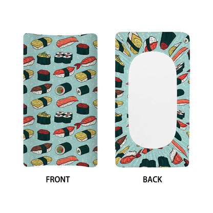Colorful Sushi And Rolls Pattern Print Changing Pad Cover