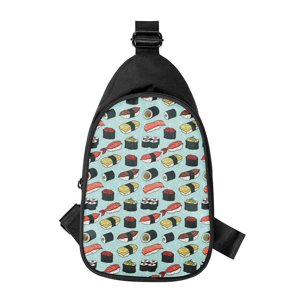 Colorful Sushi And Rolls Pattern Print Chest Bag