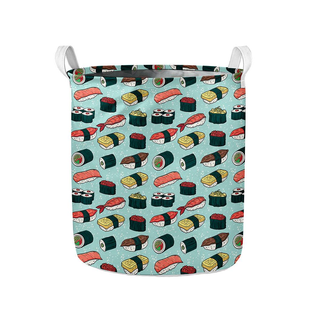 Colorful Sushi And Rolls Pattern Print Collapsible Laundry Basket