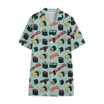 Colorful Sushi And Rolls Pattern Print Cotton Hawaiian Shirt
