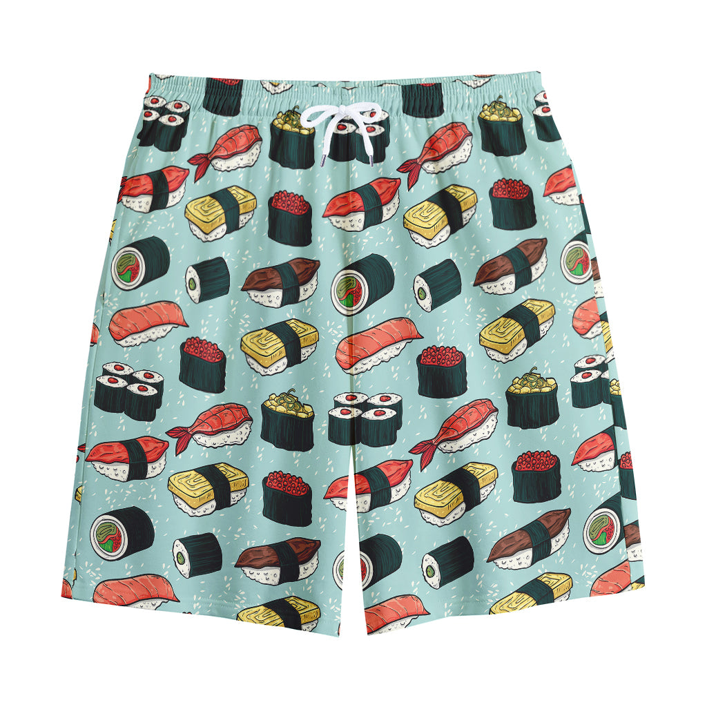 Colorful Sushi And Rolls Pattern Print Cotton Shorts