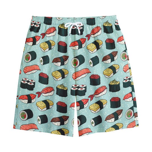 Colorful Sushi And Rolls Pattern Print Cotton Shorts