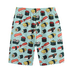 Colorful Sushi And Rolls Pattern Print Cotton Shorts