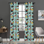 Colorful Sushi And Rolls Pattern Print Curtain