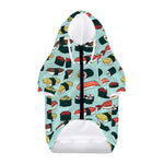 Colorful Sushi And Rolls Pattern Print Dog Zip Up Hoodie