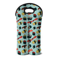 Colorful Sushi And Rolls Pattern Print Double Neoprene Wine Tote