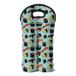 Colorful Sushi And Rolls Pattern Print Double Neoprene Wine Tote