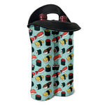 Colorful Sushi And Rolls Pattern Print Double Neoprene Wine Tote