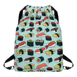 Colorful Sushi And Rolls Pattern Print Drawstring Backpack
