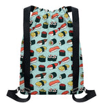 Colorful Sushi And Rolls Pattern Print Drawstring Backpack