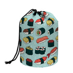 Colorful Sushi And Rolls Pattern Print Drawstring Makeup Bag