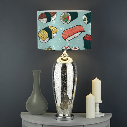 Colorful Sushi And Rolls Pattern Print Drum Lamp Shade