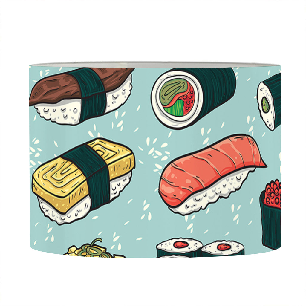 Colorful Sushi And Rolls Pattern Print Drum Lamp Shade